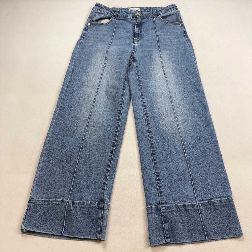 OAT New York Women Blue HIgh Rise Wide Leg Front Seam Jeans Size 12/31 PO156-C4